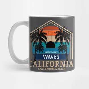 Monster Waves California Surfing vintage retro sunset palm trees Mug